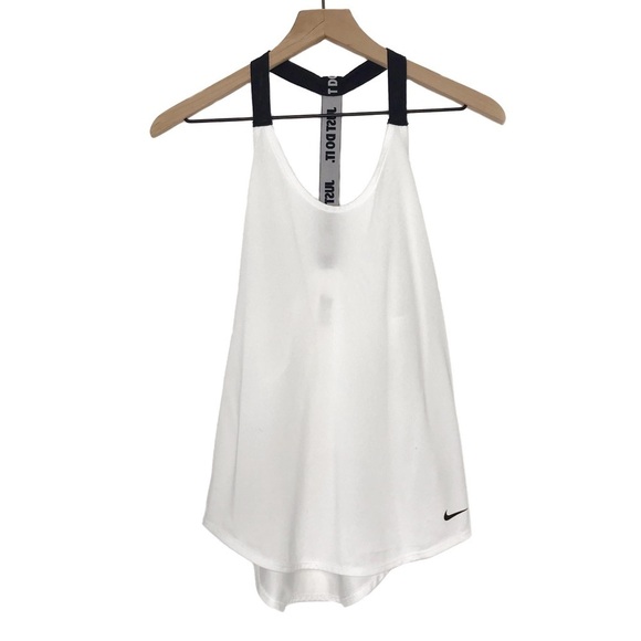 NIKE Elastika Dri Fit Solid White Training Tank Top XS - Picture 9 of 10